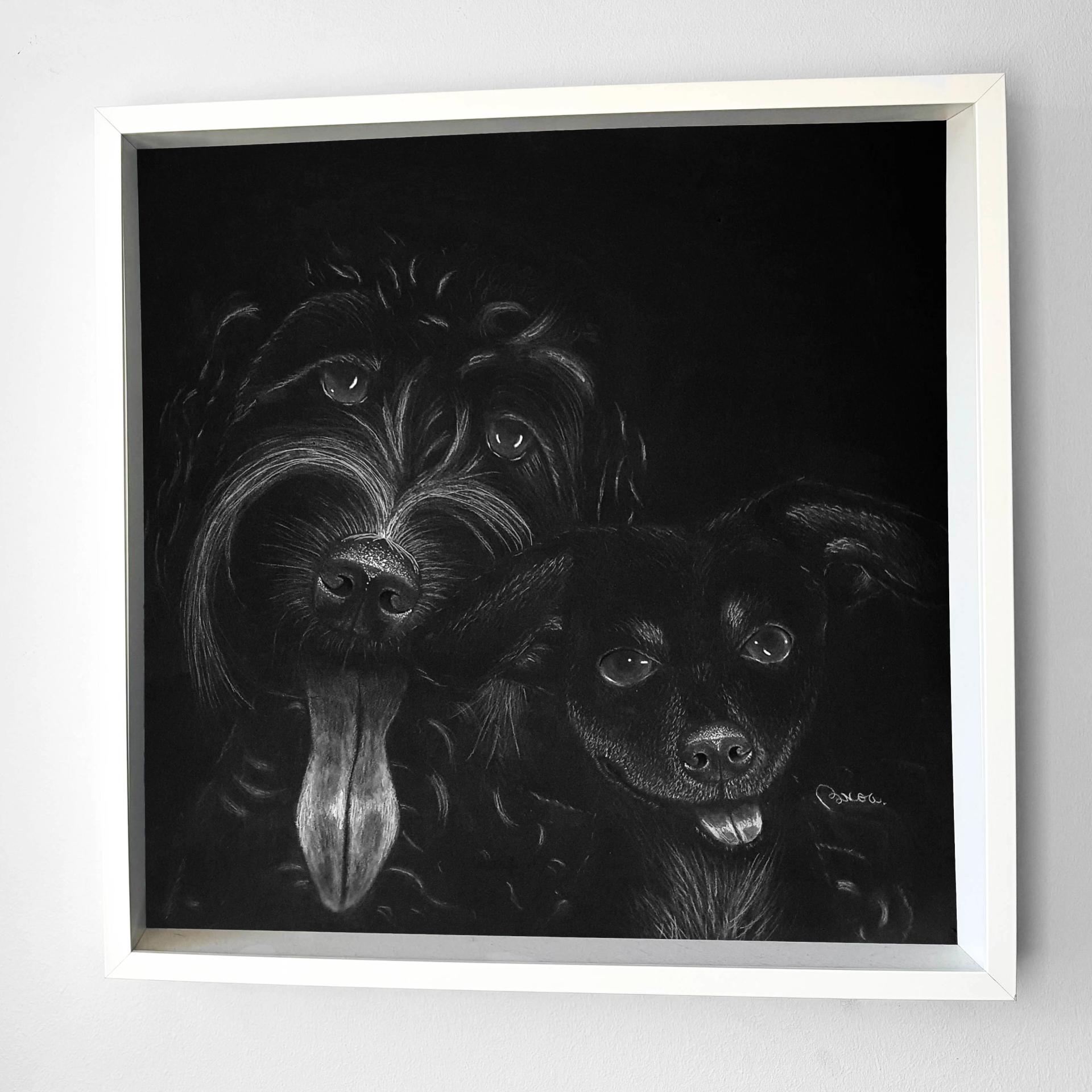 drawing of two dogs