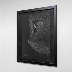 Black and white drawing of a cat