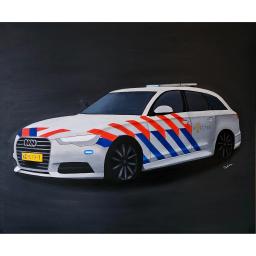 A paintig of a Dutch police car